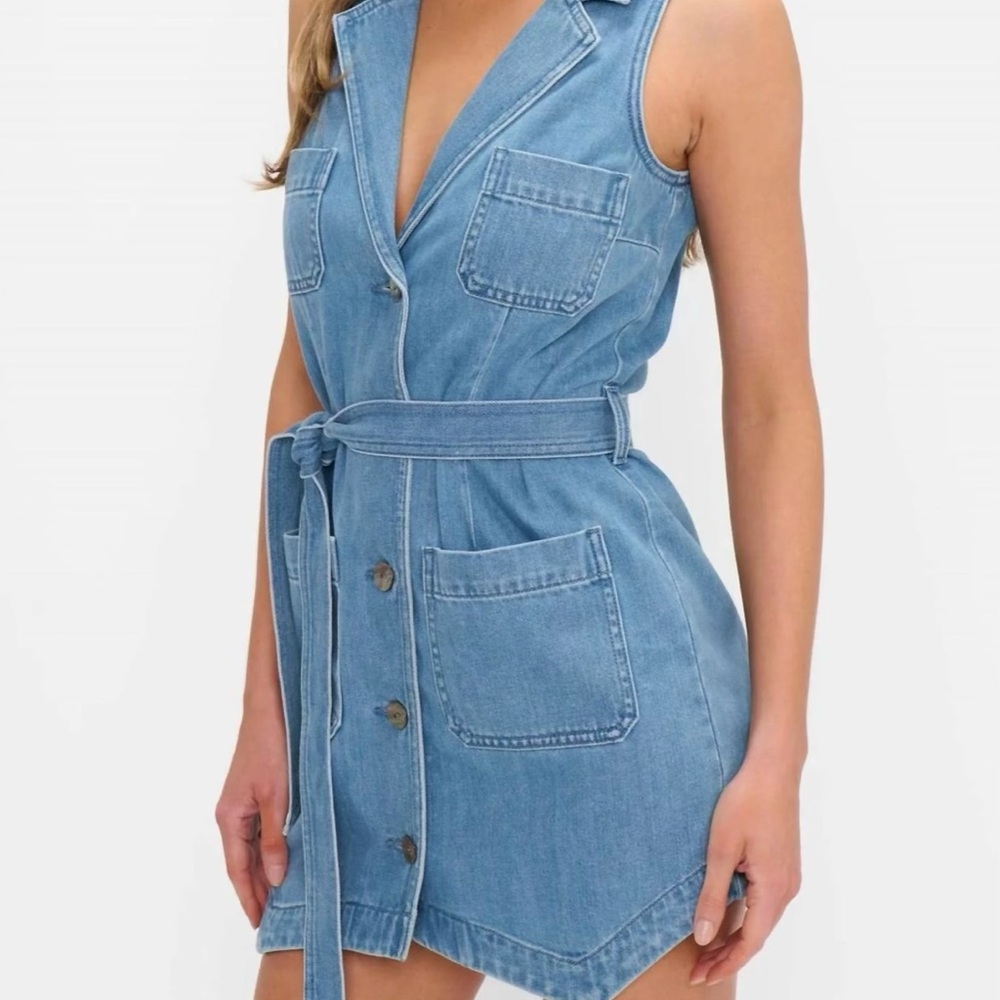 Show Me Your MuMu Light Wash Denim Mini Dress - Picture 1 of 4